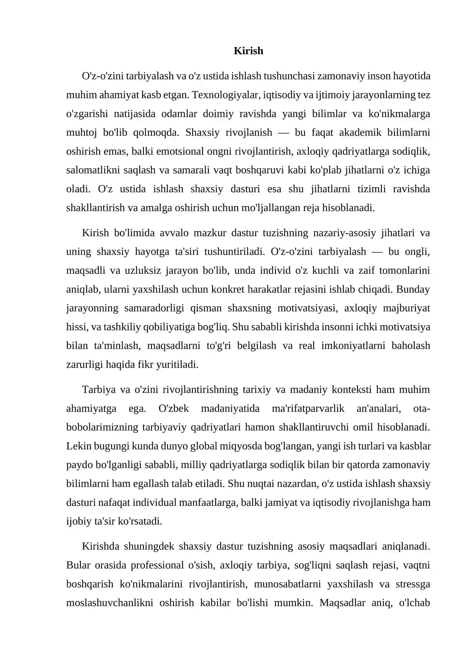O'z o'zini tarbiyalash yoki o'z ustida ishlash shaxsiy dasturini tuzish 3