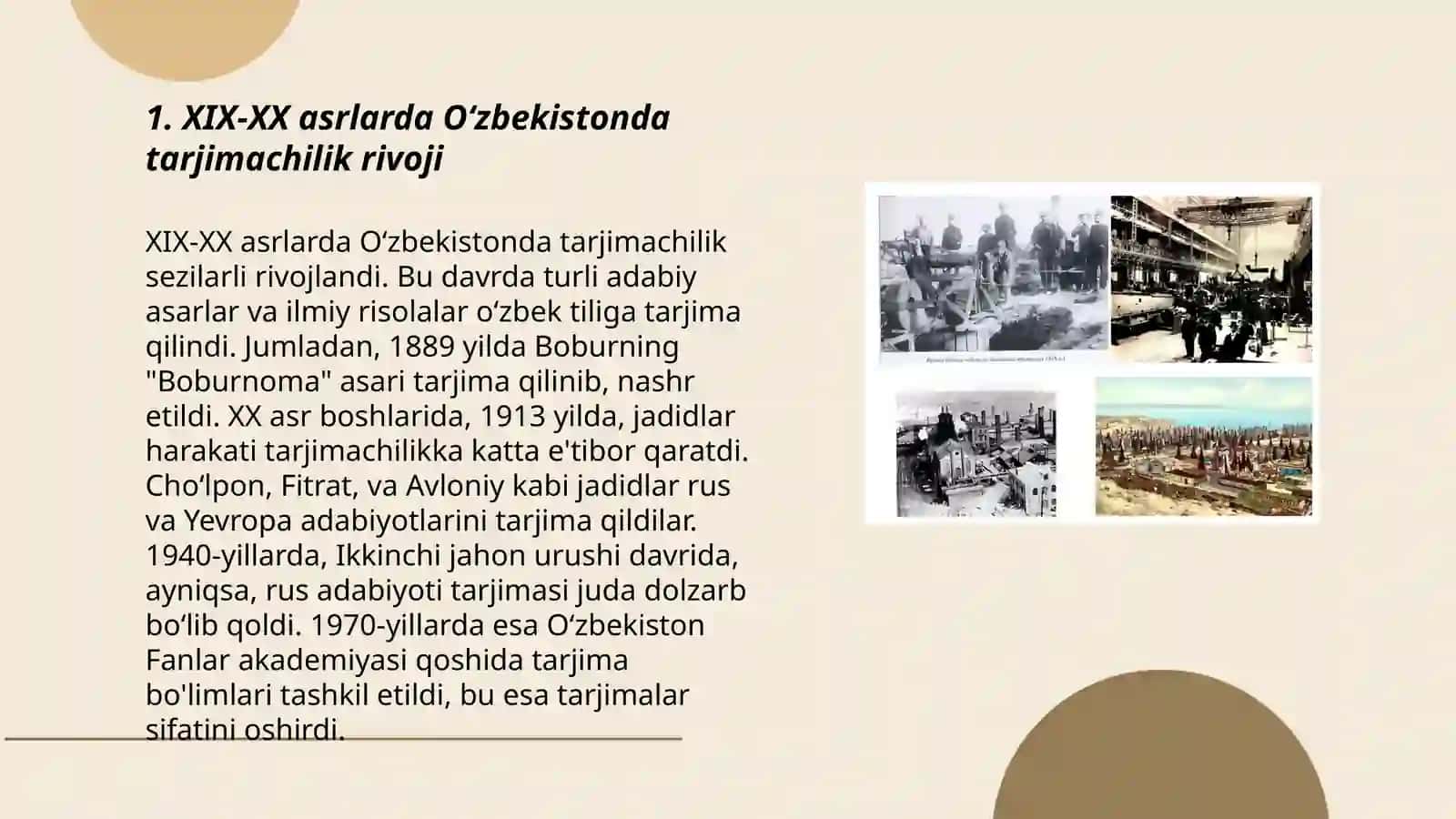 XIX-XX asr tarjimachiligi. Toshkent tarjima maktabi 3