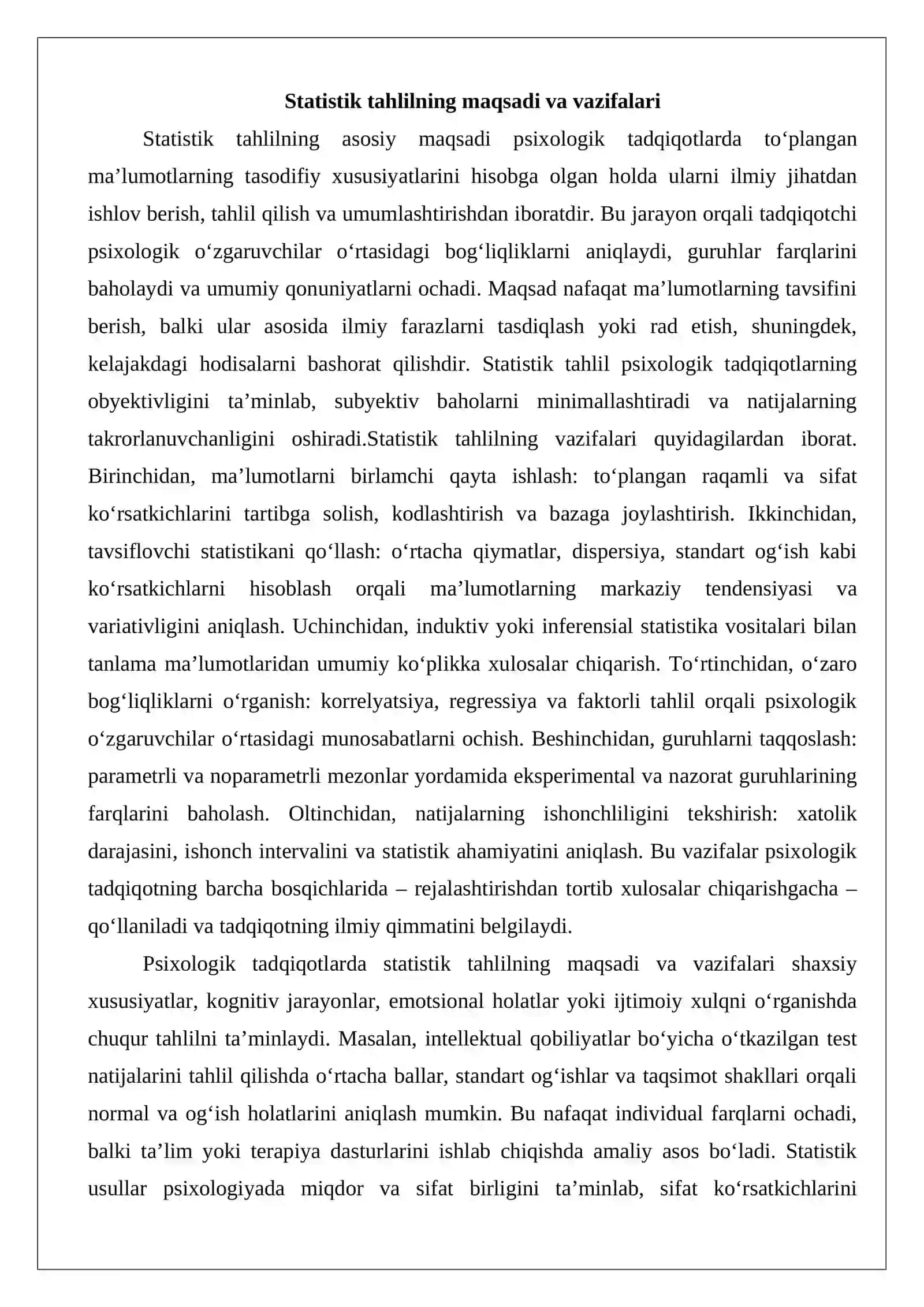 O‘tkazilgan tadqiqot natijalarini asimmetriya va ekssess bo‘yicha tahlil qilish 3