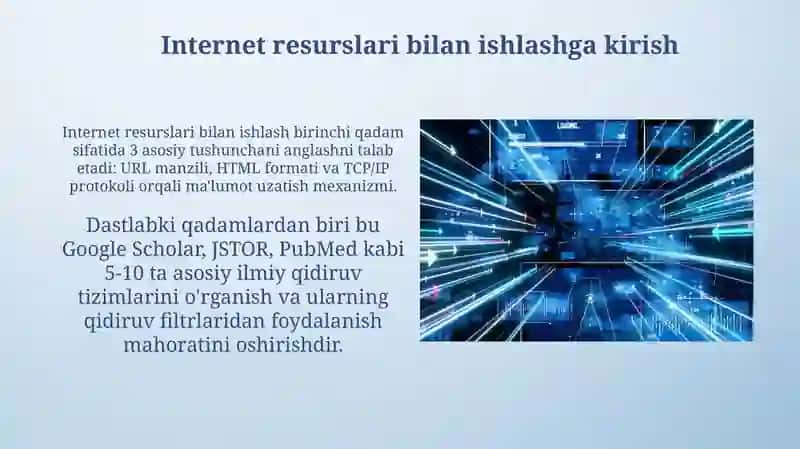 Internet manbalari bilan ishlash. Milliy va xalqaro axborot bazalari 3