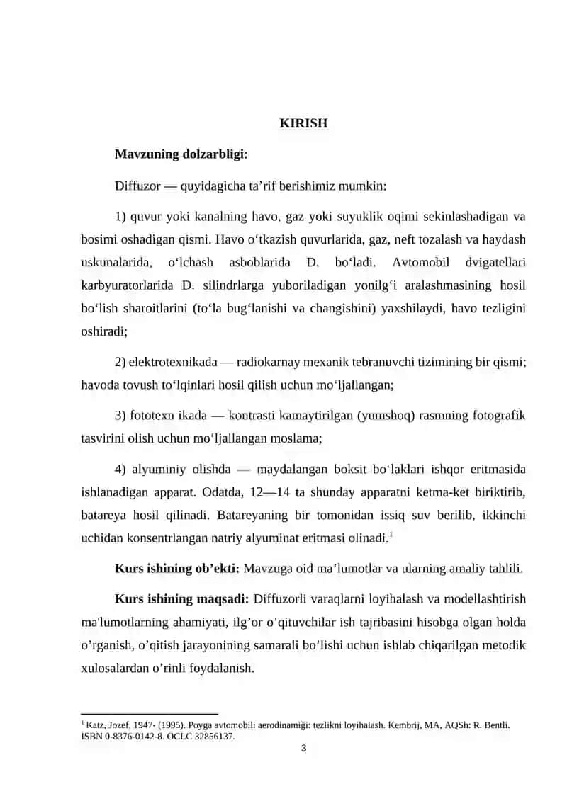 DIFFUZORLI VARAQLARNI LOYIHALASH VA MODELLASHTIRISH 3