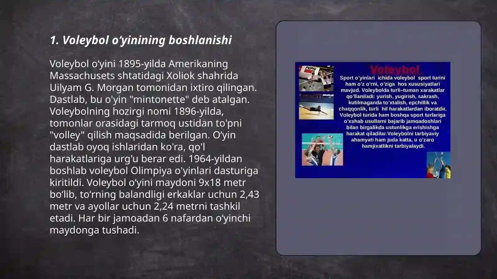 Voleybol oʻyinining kelib chiqishi va rivojlanish tarixi 3