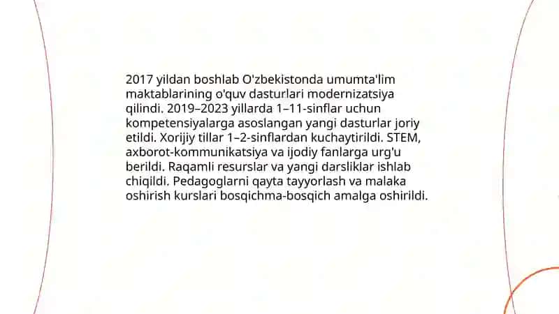 O'zbekiston Respublikasida Ta'lim Sohasida Amalga Oshirilgan Islohatlar 3