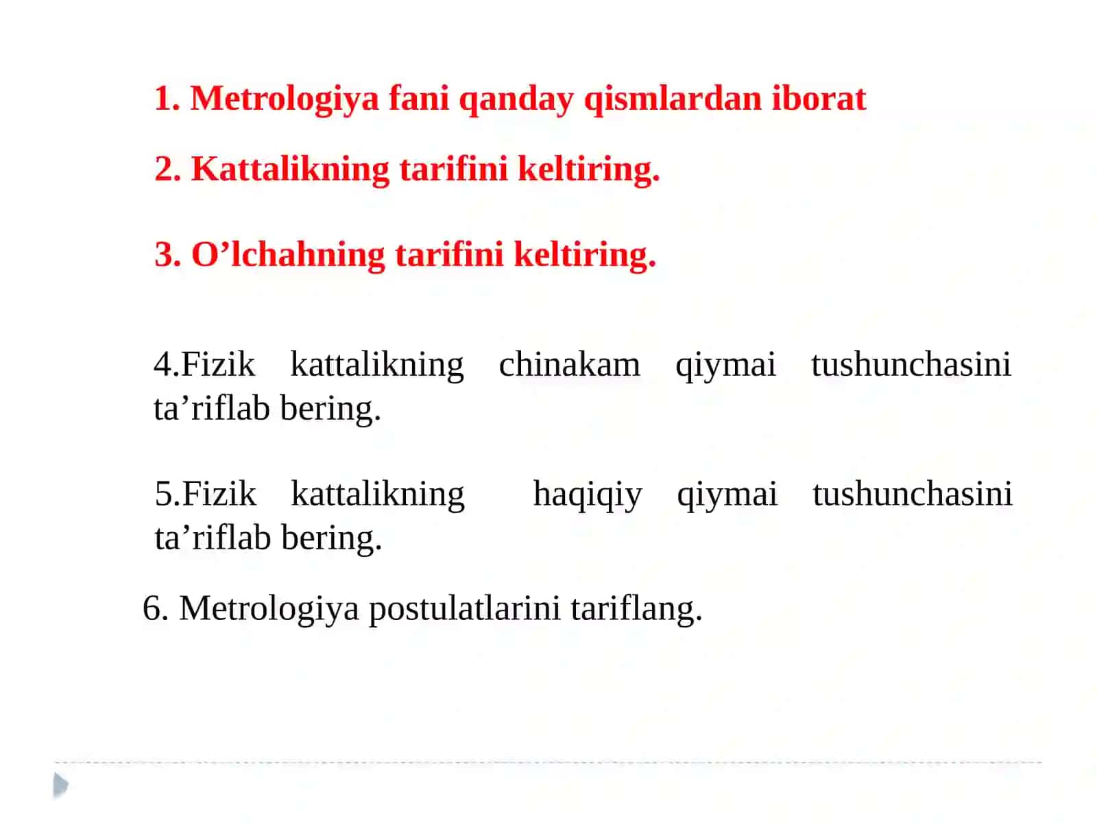 KATTALIKLARNING XALQARO BIRLIKLAR TIZIMI (SISTEMASI). O’LCHASH USULLARI VA TURLARI 3