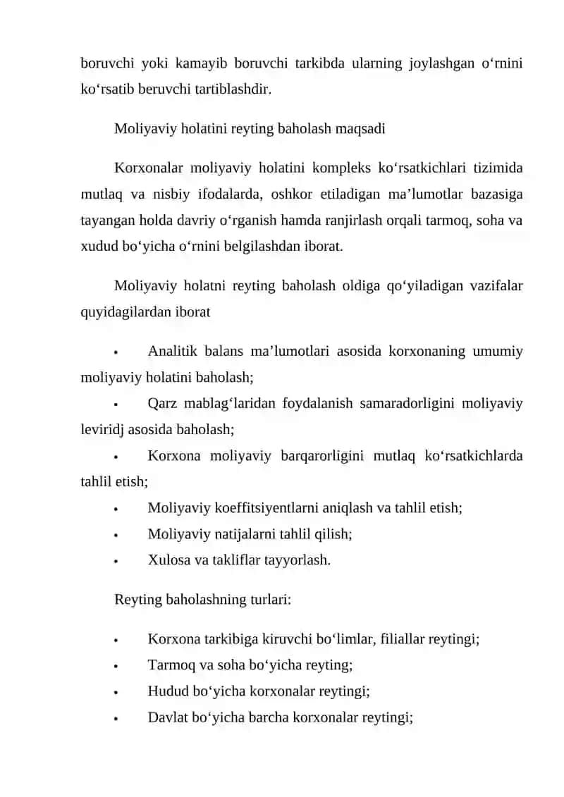 Moliyaviy holatini reyting baholash va tahlil qilish 3