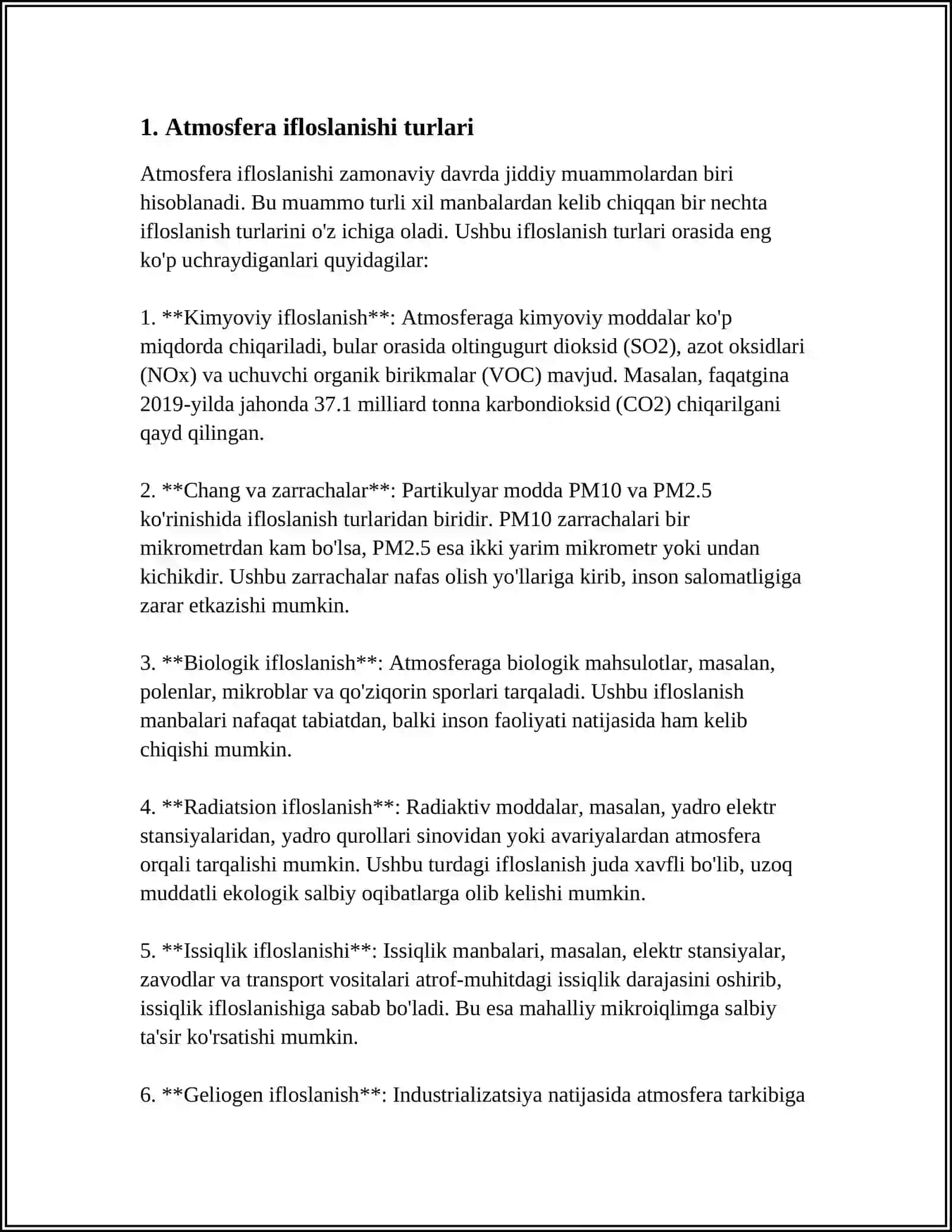 KIMYO SANOATI KORXONALARIDAN ATMOSFERA HAVOSINING IFLOSLANISHI 3