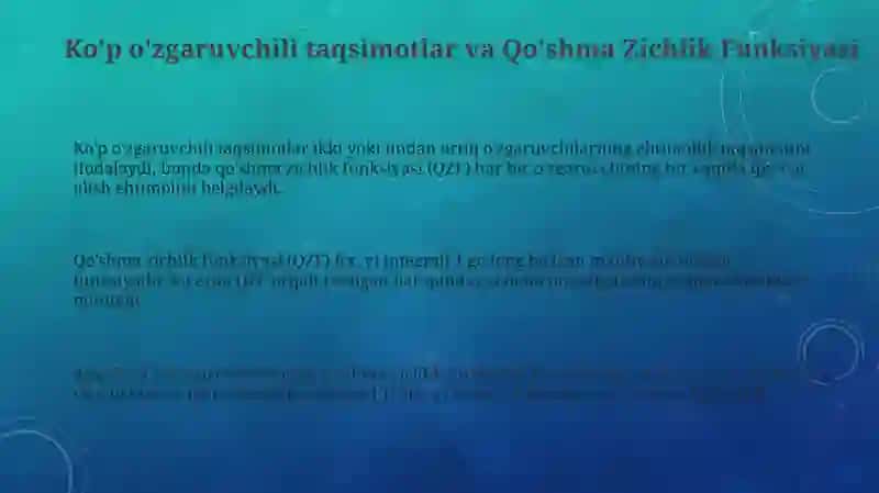 Ko'p o'zgaruvchili taqsimotlar va Qo'shma Zichlik Funksiyasi 3