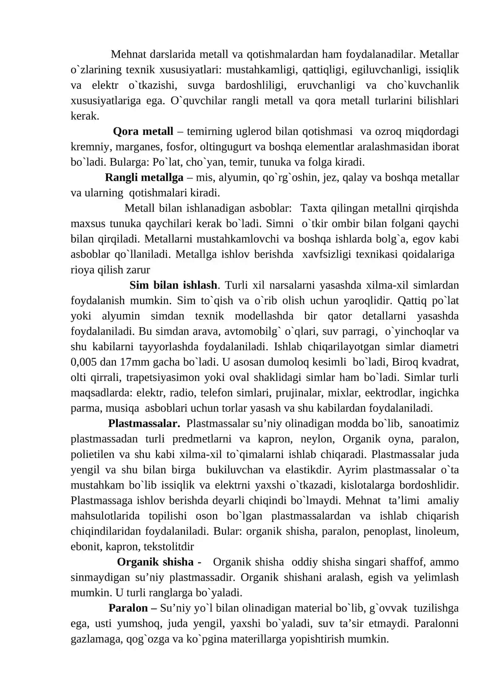 Turli xil materiallar bilan ishlash darslarini tashkil etish metodikasi 3
