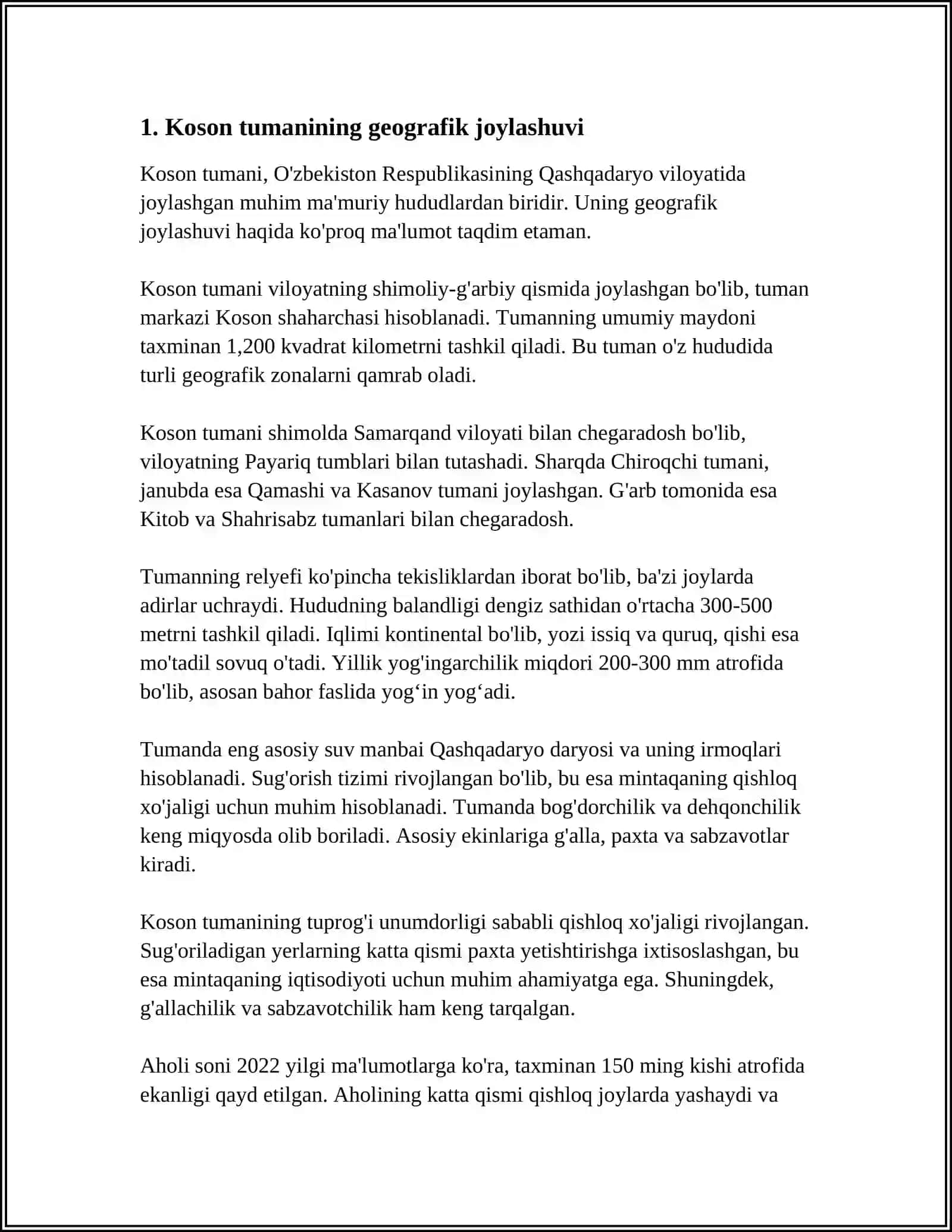 KOSON TUMANI TARIXI VA AHOLISI HAQIDA 3
