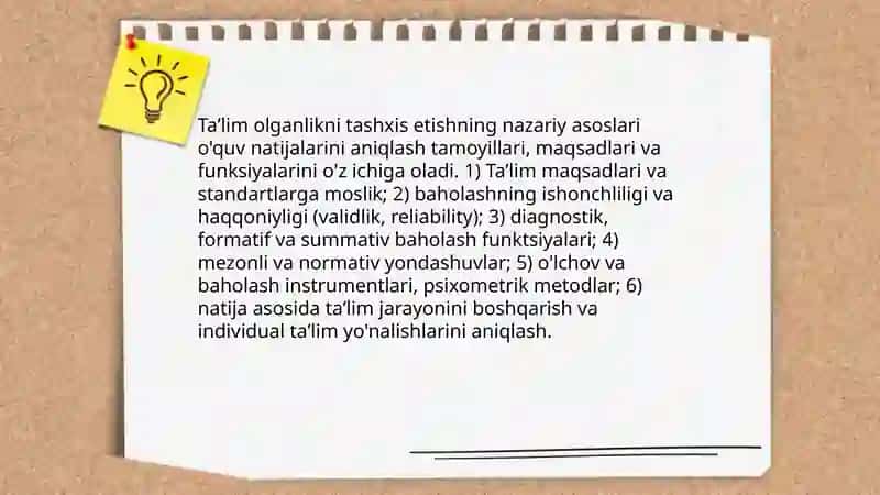 Taʼlim olganlikni tashxis etish. Xalqaro baholash dasturi 3