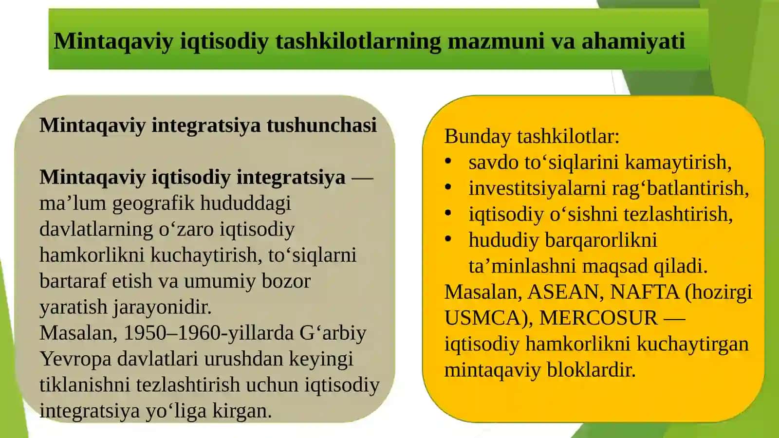 Mintaqaviy iqtisodiy tashkilotlarning roli: Yevropa Ittifoqi (YeI) misolida 3