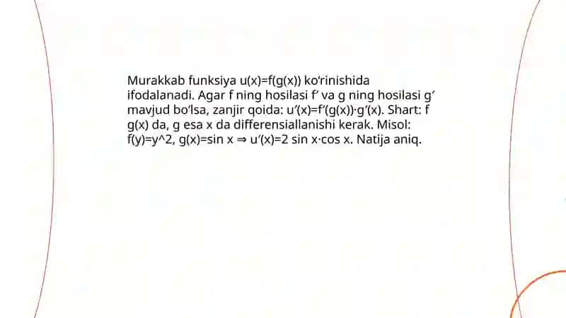 Murakkab funksiyaning hosilasi 3
