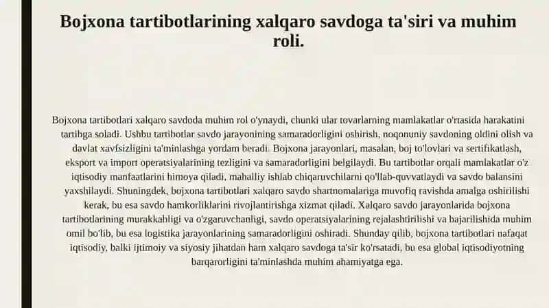 Yuk tashishda bojxona tartibotlari va ularning logistika jaroyoniga taʼsiri 3