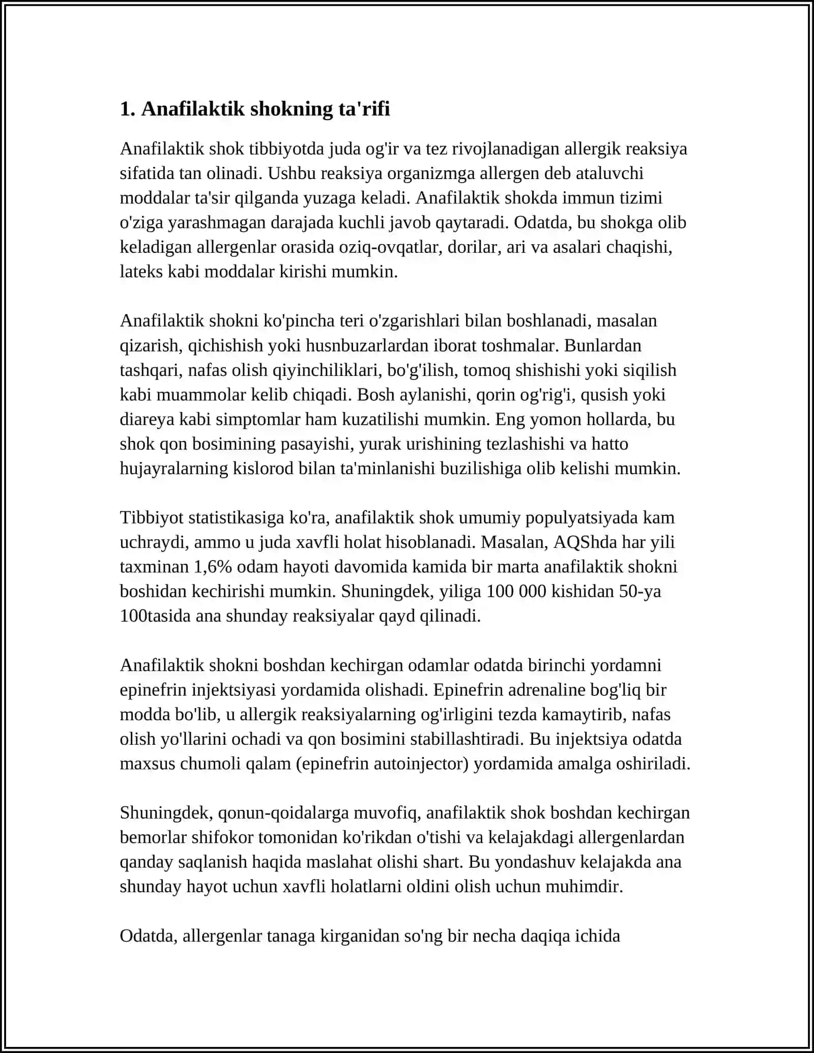 ANAFILAKTIK SHOK VA UNI DAVOLASH 3