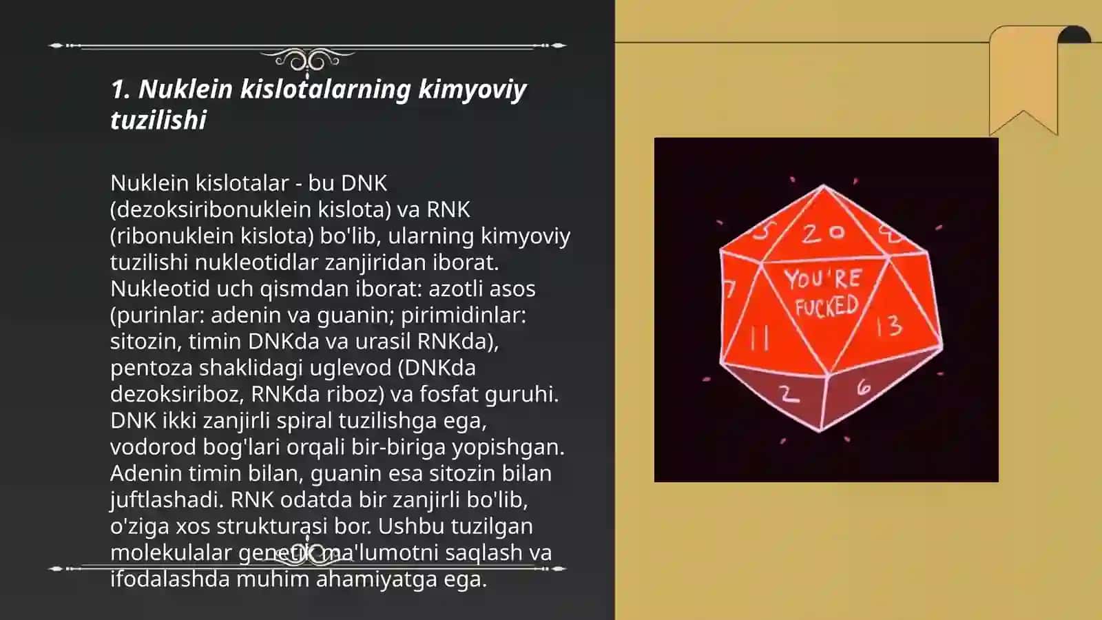 Nukleyin kislatalar tuzilishi va axamiyati 3
