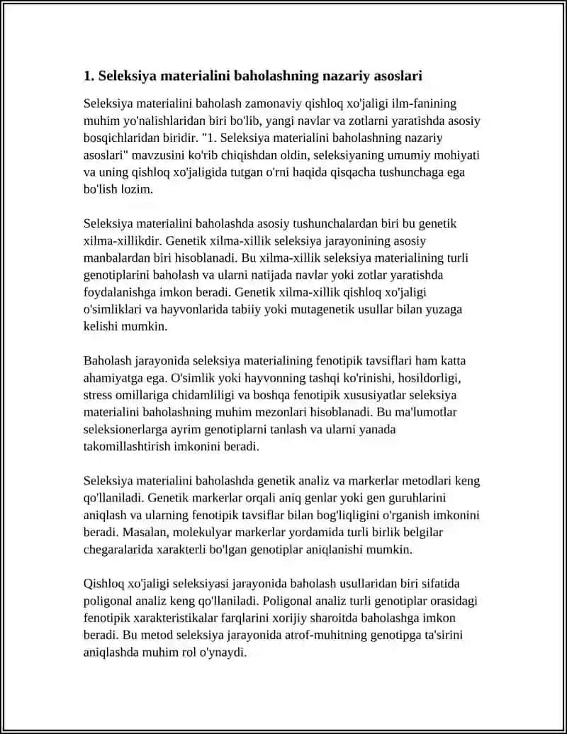 SELEKSIYA MATERIALINI BAHOLASH 3