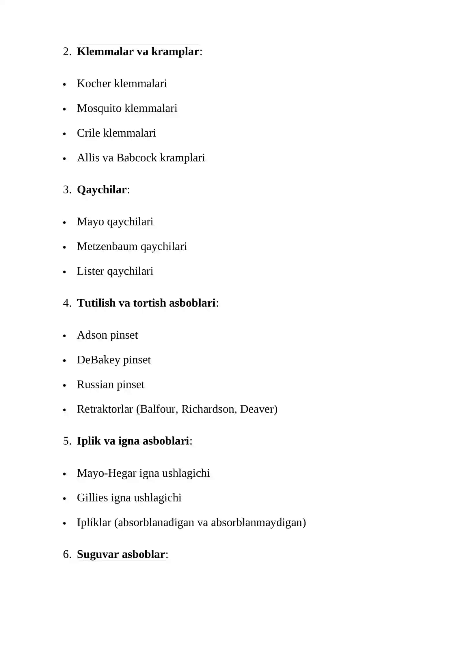 Appendektomiya va laporotomiya operatsiyalari uchun asboblar to`plamini yigish 3