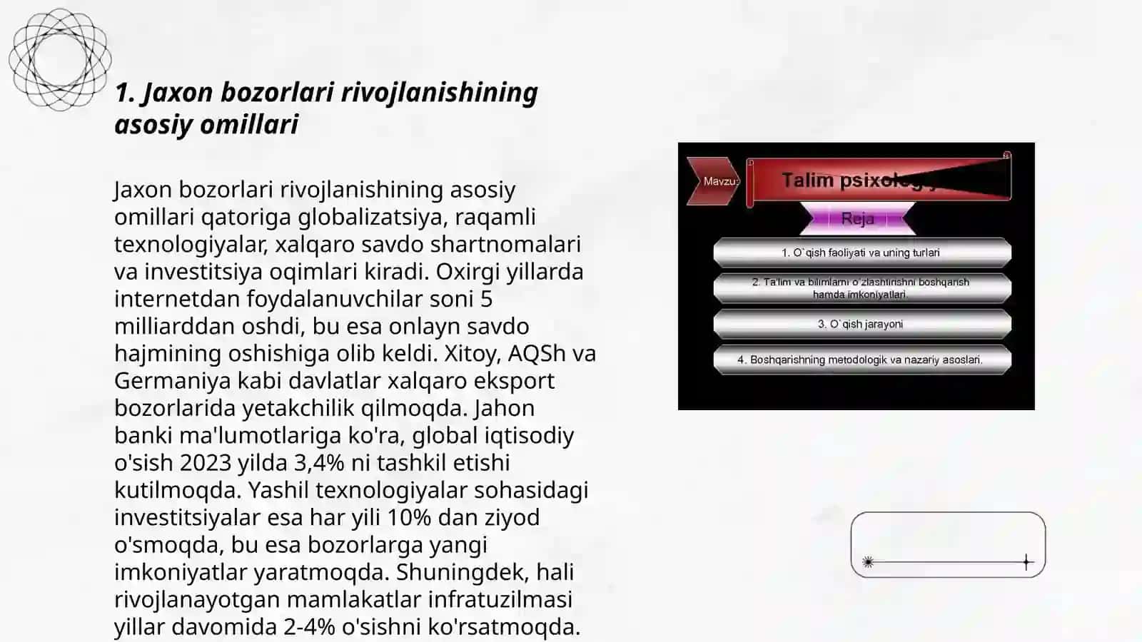 Jaxon bozorlari va biznes markazlarining joriy tendensiyalari va rivojlanish tamoyillari 3