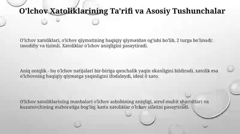 O'lchash xatolari va ularni aniqligi 3