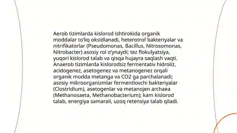 Aerob va anaerob biologik tozalash usullarining solishtirma tahlili 3
