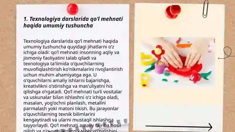 Texnologiya darslarida qoʻl mehnatidan foydalanish talablari 3