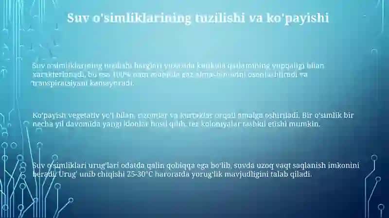 Suv o'simliklarining tuzilishi ko'payishi va axamiyati 3