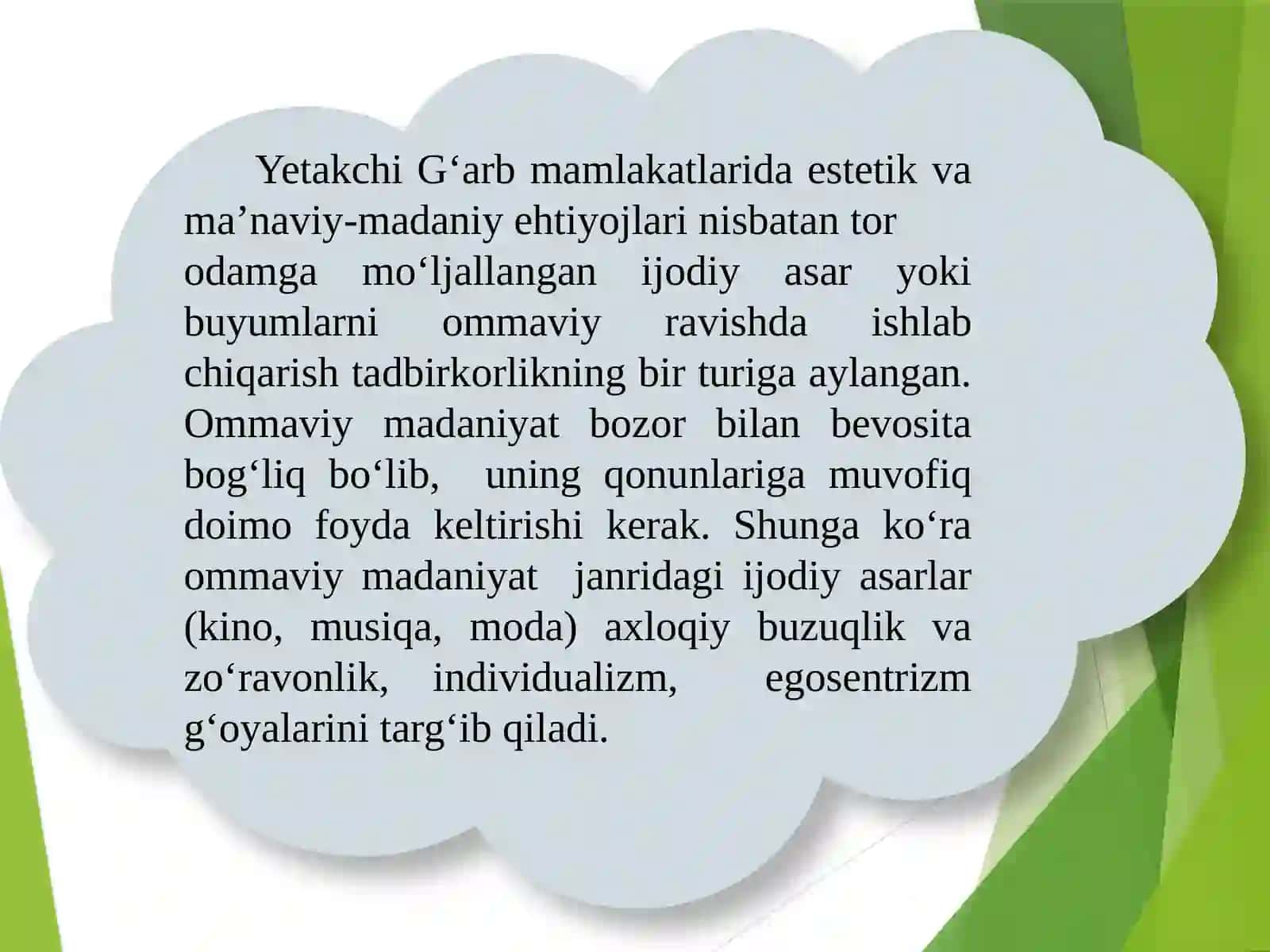 Ommaviy madaniyat. Kirish va uning qoʻllanishi 3