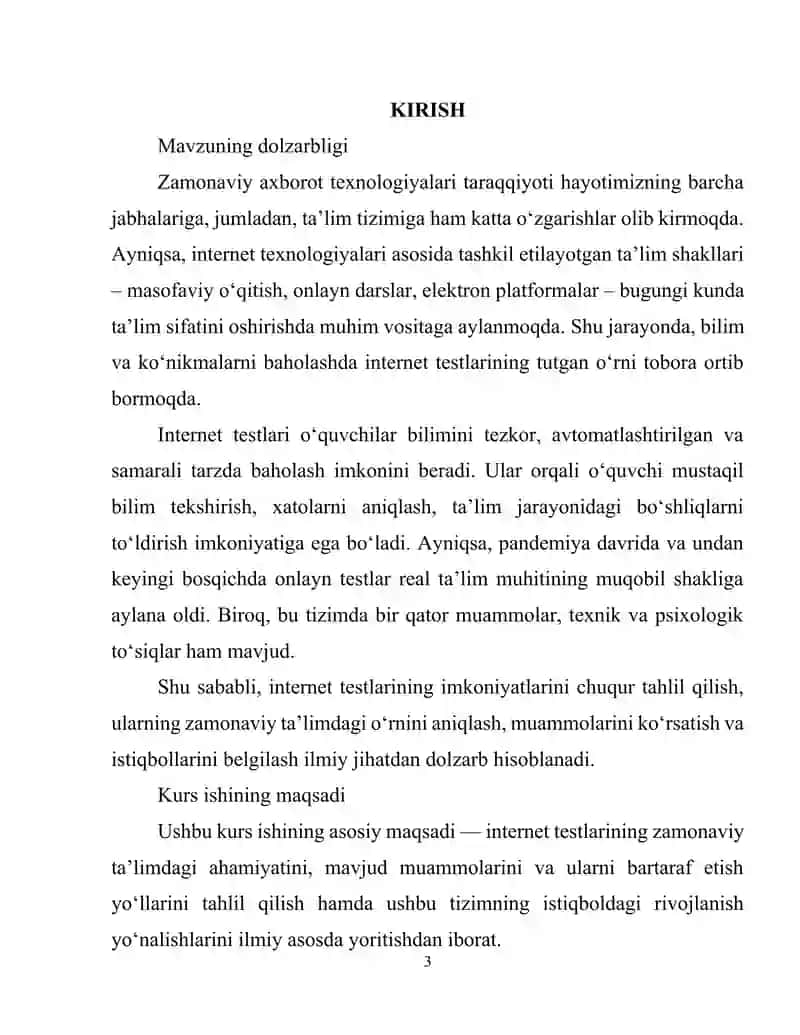 INTERNETDAGI TESTLAR: YANGI MUAMMOLARI VA ISTIQBOLLARI 3