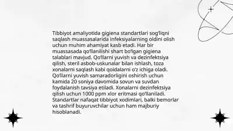 Tibbiyot amaliyotida gigiena standartlari 3