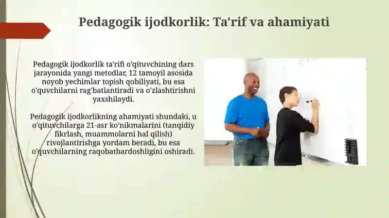 Pedagogik Kreativlik va uning o'ziga xos jihatlari 3
