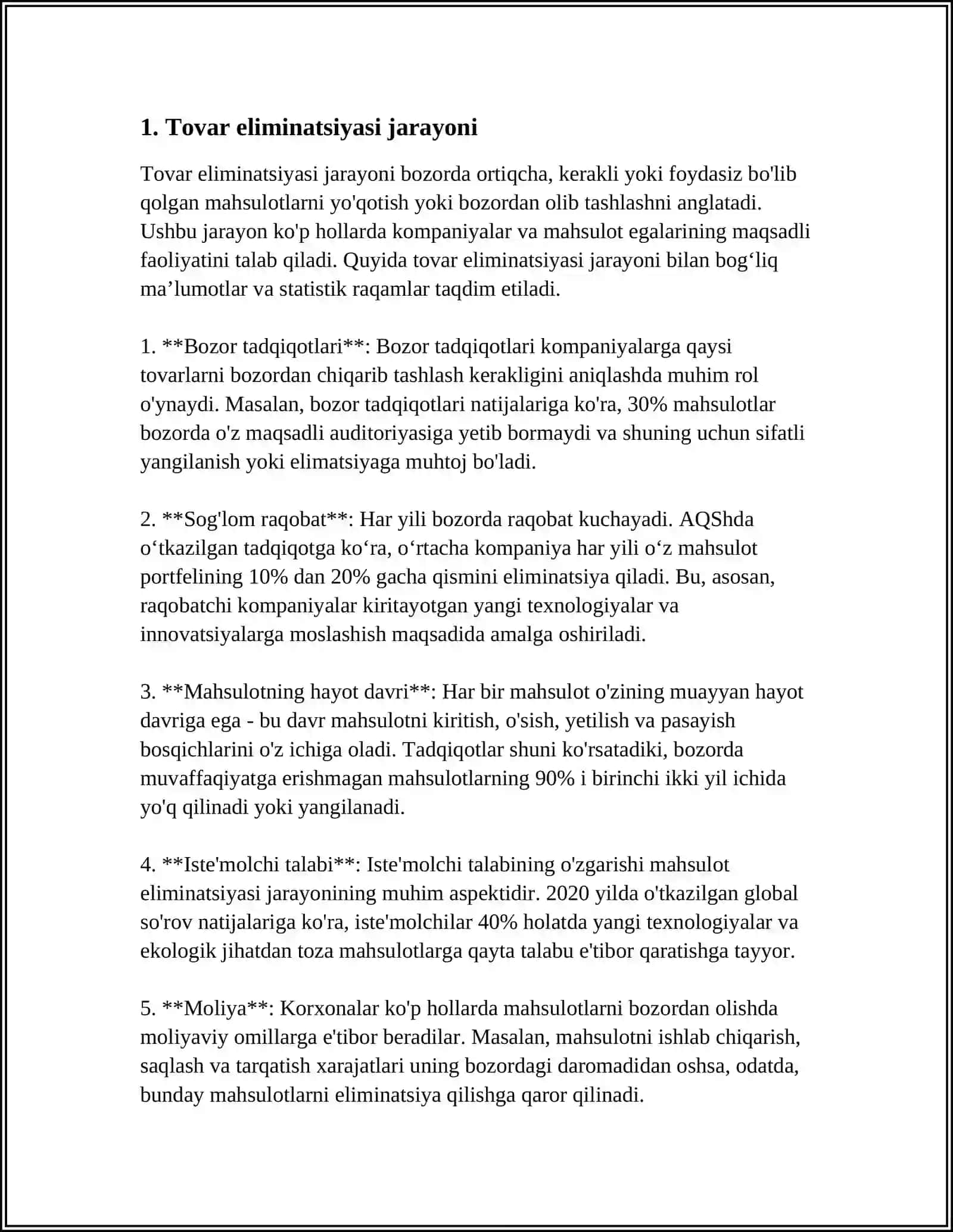 TOVAR ELIMINATSIYA STRATEGIYASI 3