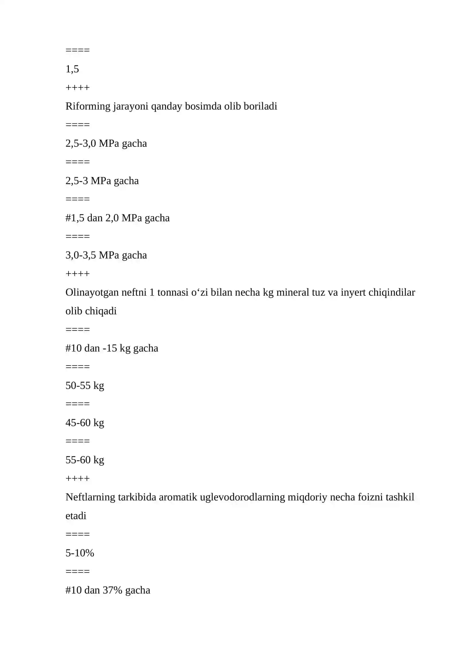 Neft- gaz fizikasi va kimyosi fanidan yakuniy savollar 3