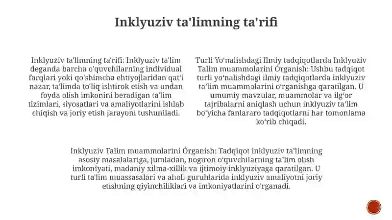 Turli Yónalishdagi Ilmiy Tadqiqotlarda Inklyuziv Talim Muammolarini Órganish 3