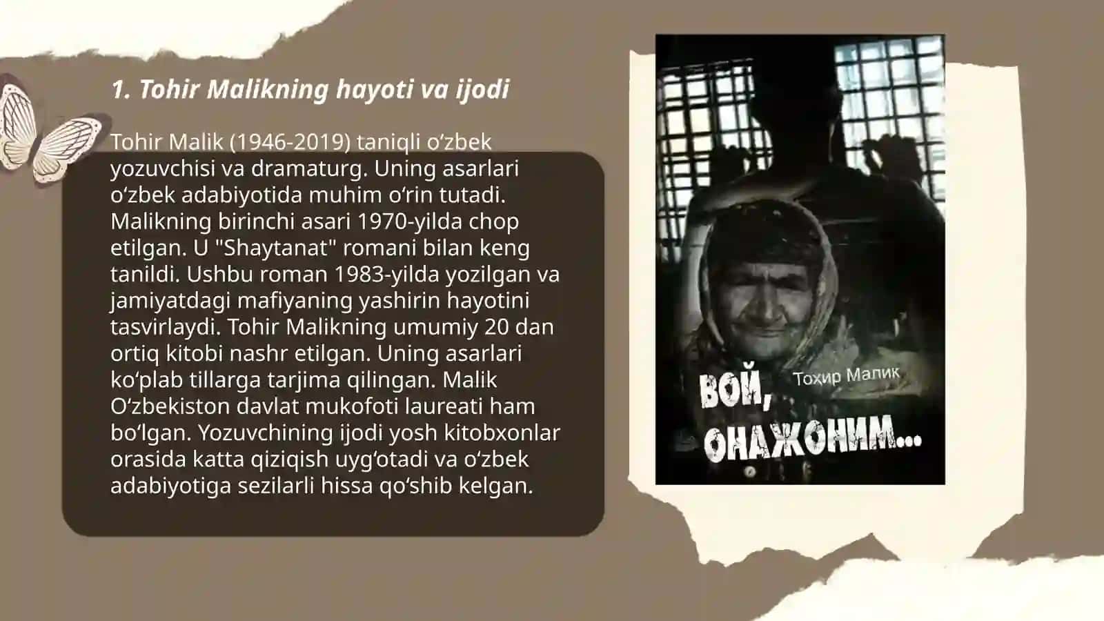 Tohir Malikning Voy, Onajonim hikoyasi tahlili 3