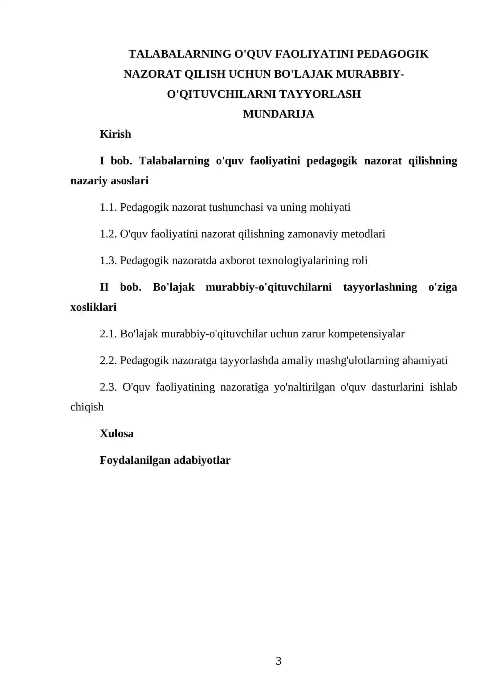 Talabalarning o'quv faoliyatini pedagogik nazorat qilish uchun bo'lajak murabbiy-o'qituvchilarni tayyorlash 3