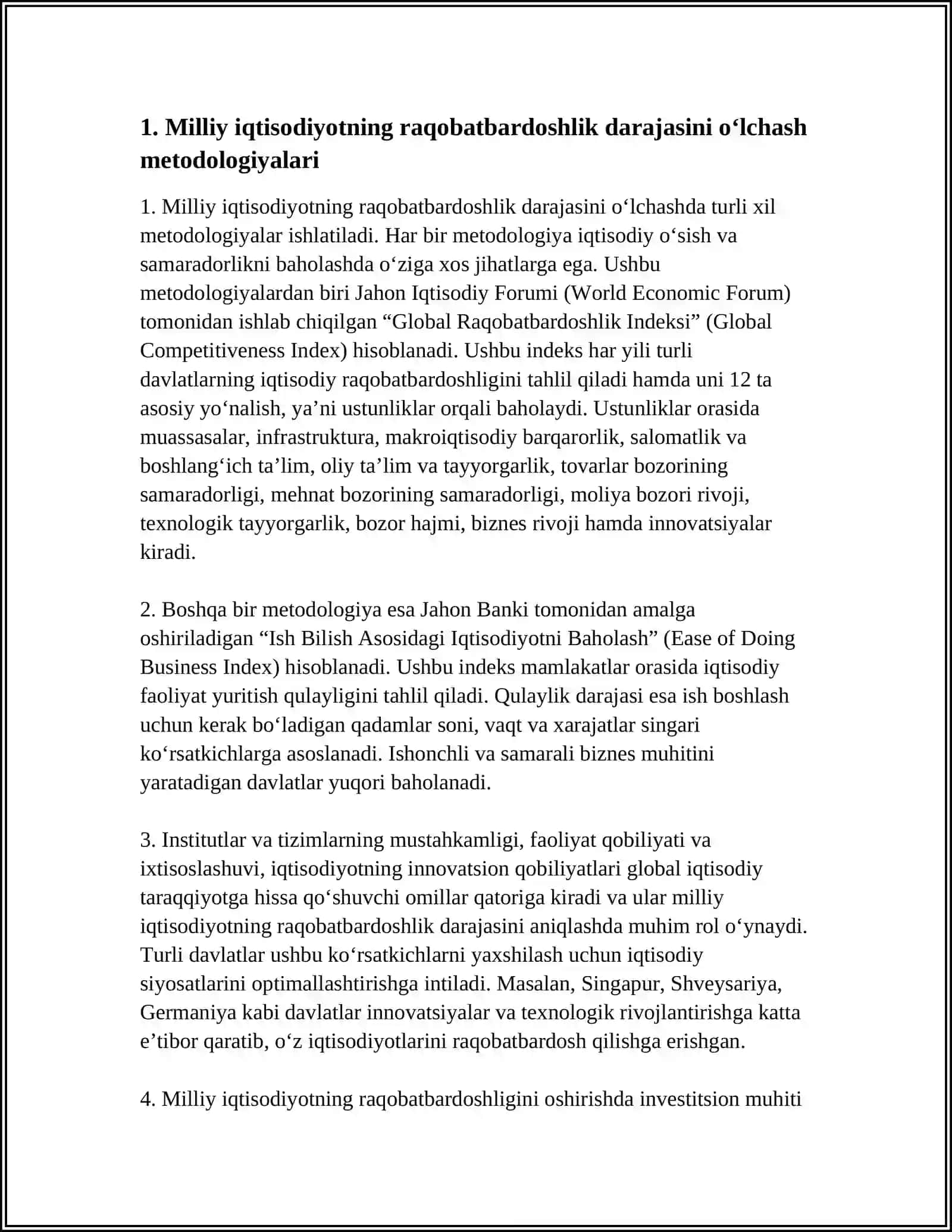 MILLIY IQTISODIYOTNING RAQOBATBARDOSHLIGI MUSTAQIL ISHI 3