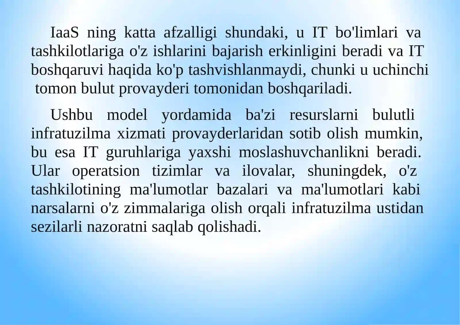 IAAS xizmatlari Reja 3