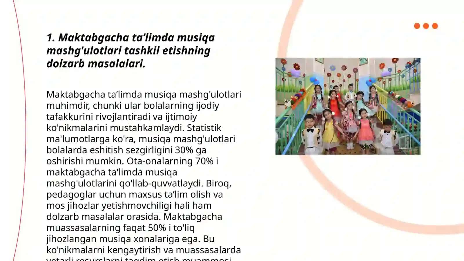 Maktabgacha ta'lim muassasalarida musiqa mashg'ulotlarini tashkil etish hamda hamkorlik faoliyatlarda yuzaga keladigan kasbiy muammolarni bartaraf etish 3