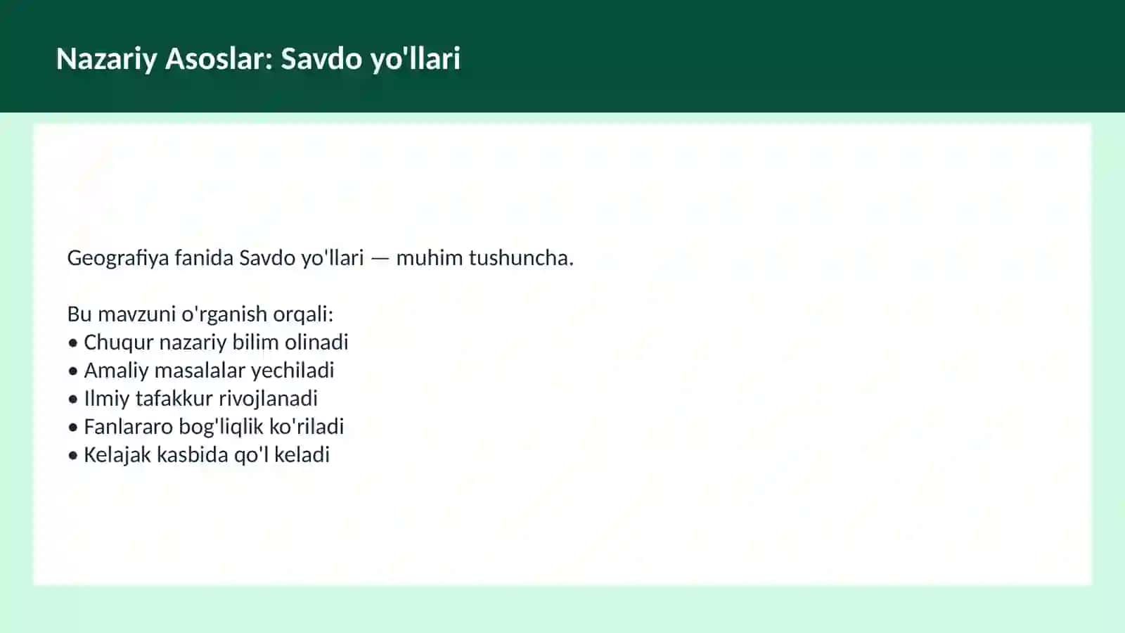 Transport geografiyasi dars ishlanma 3