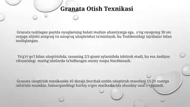 Granata va nayza uloqtirish texnikasi 3