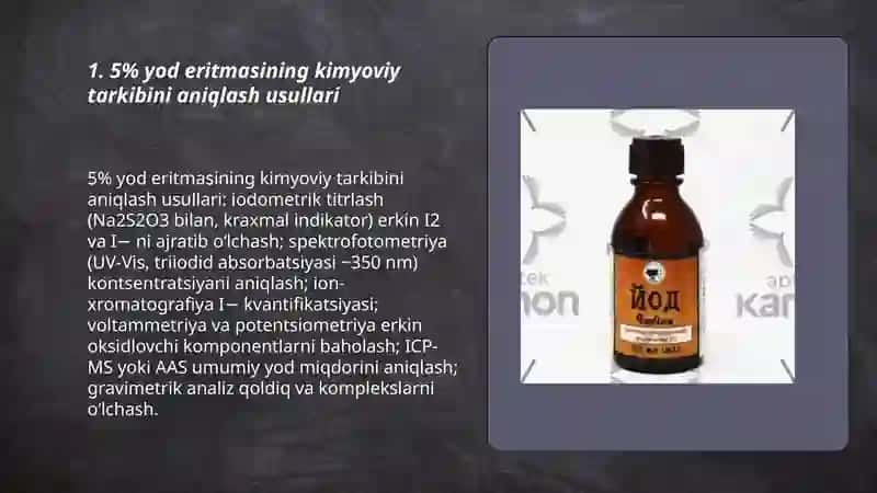 5% Yod eritmasini sifatini baholash,qadoqlash va o’rash 3