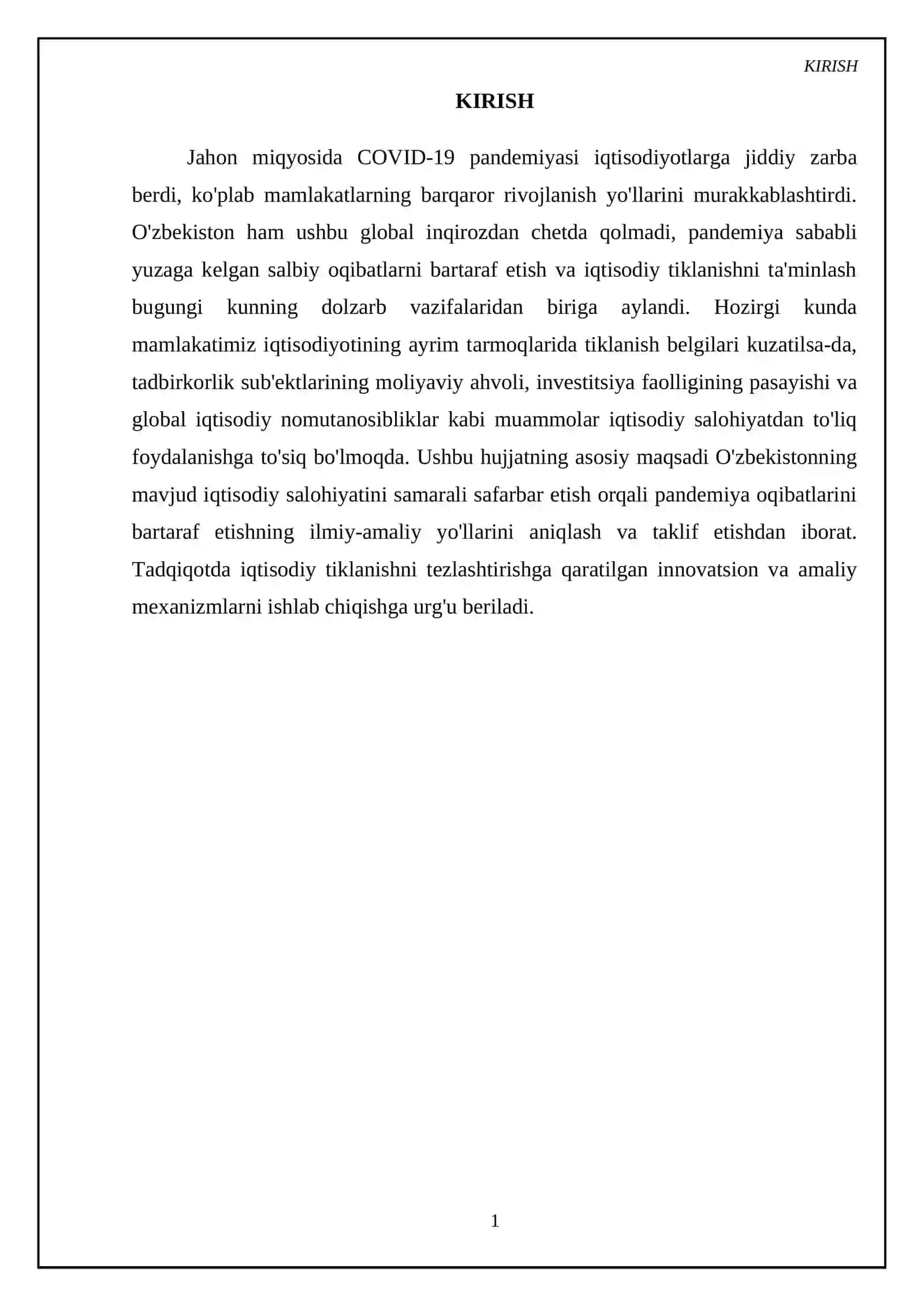 Pandemiya oqibatlarini bartaraf etishda O‘zbekistonning iqtisodiy salohiyatidan samarali foydalanish yo‘llari 3
