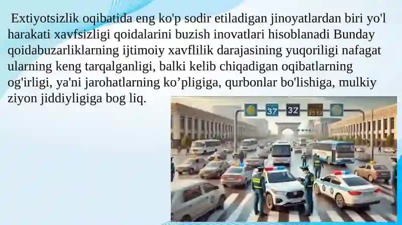 Yo’l Harakati Xavfsizligi Qoidalarini Jinoiy Tarzda Buzganlik Holatlarini Tergov qilish 3