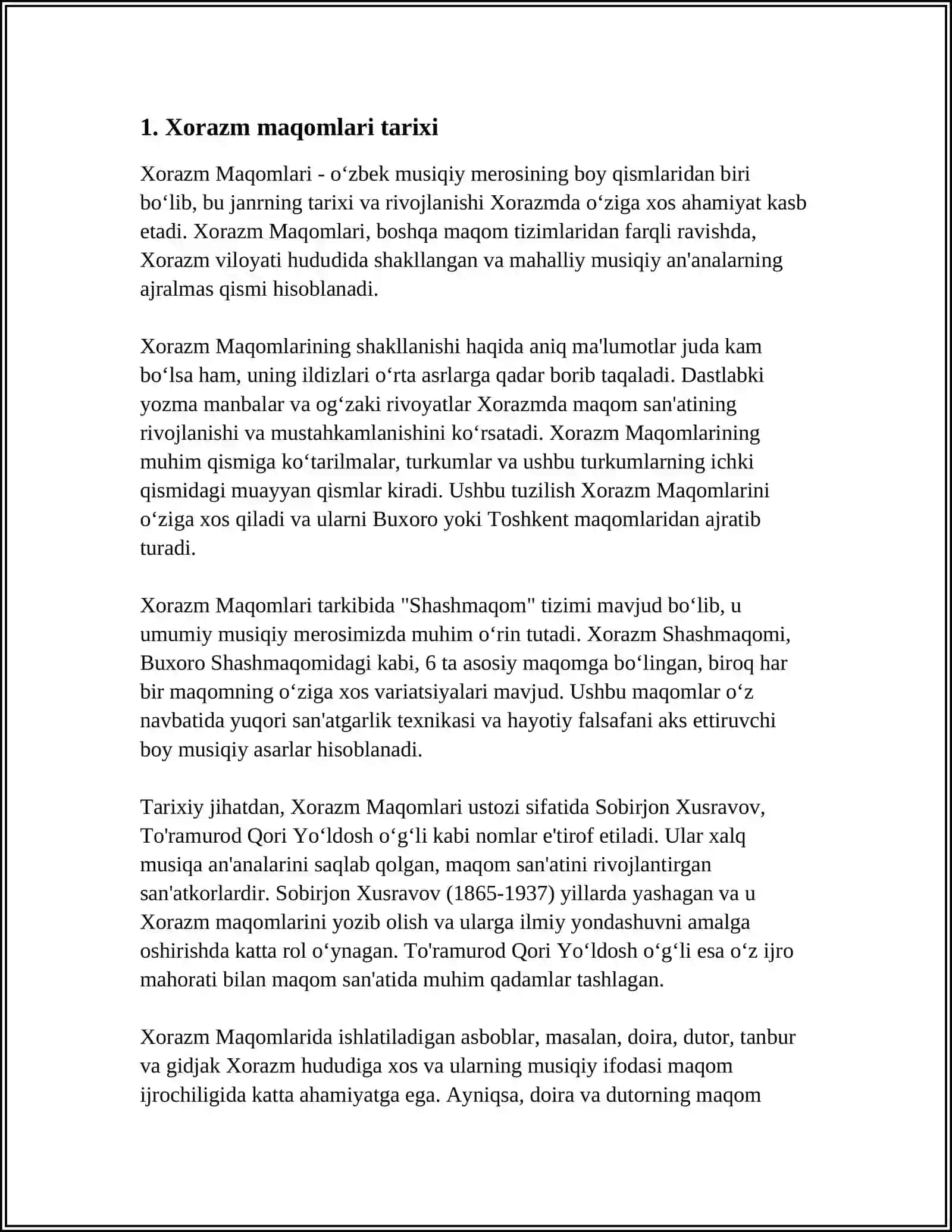 XORAZM MAQOMLARI XAMDA SHASHMAQOMNING XORAZM MAQOMLARIDAN FARQI 3