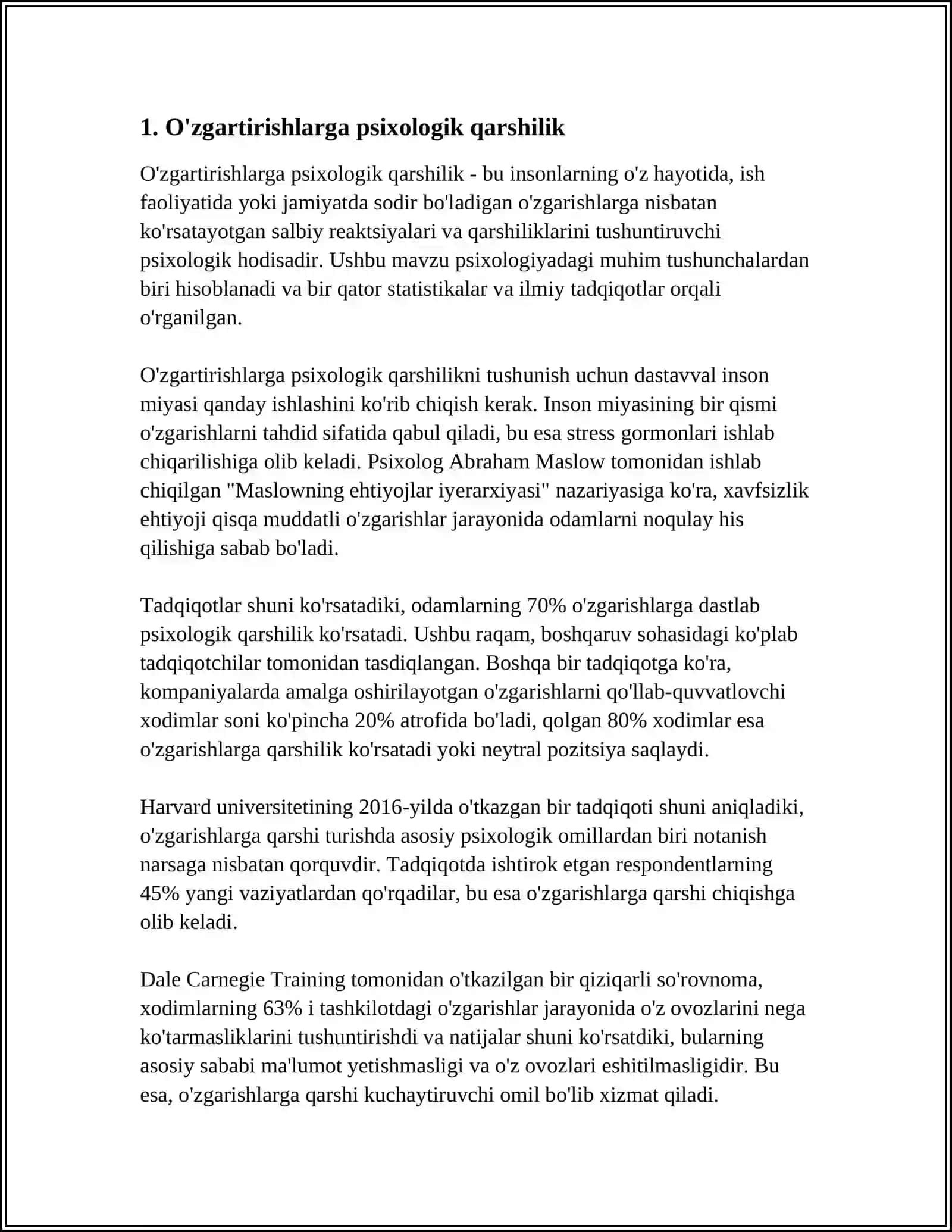 ÕZGARTIRISHGA QARSHILIKLAR VA ULARNI BARTARAF ETISH 3
