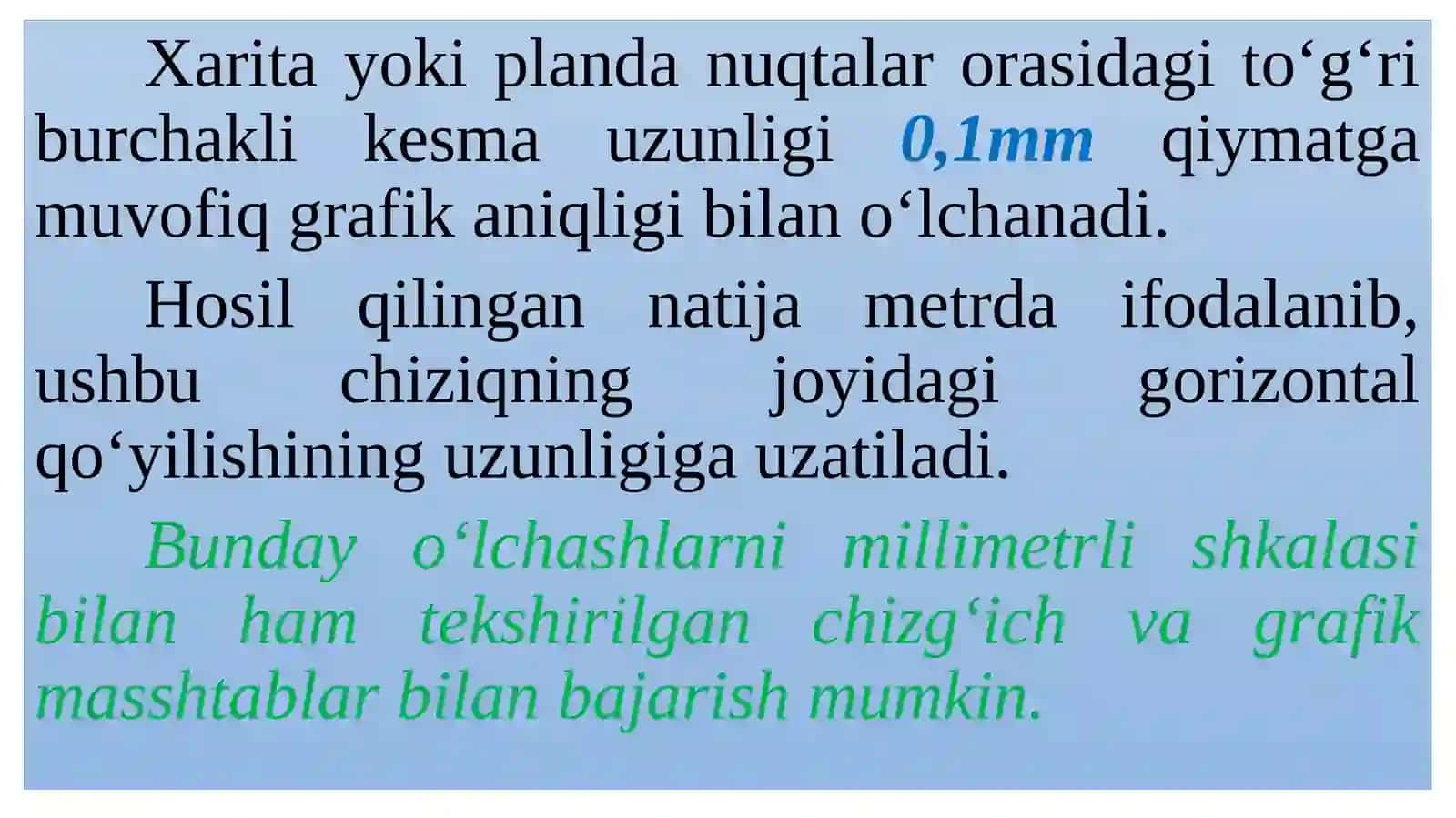 Topografik kartalar va planlarda yechiladigan masalalar 3