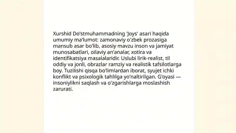Xurshid Doʻstmuhammad Joys asari taqdimot 3