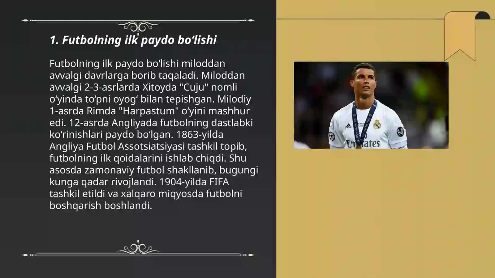 Futbol oʻyinining kelib chiqishi va rivojlanish tarixi 3