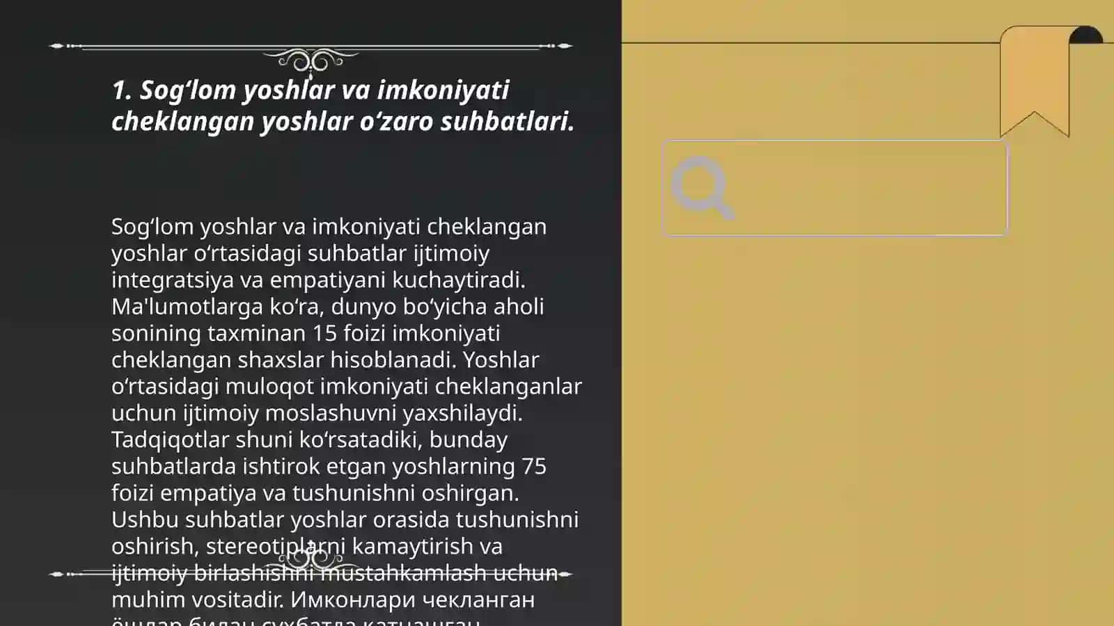 Ta’lim muassasalarida sog‘lom va imkoniyati cheklangan yoshlar o‘zaro muloqotining ijtimoiy pertseptsiyasi 3