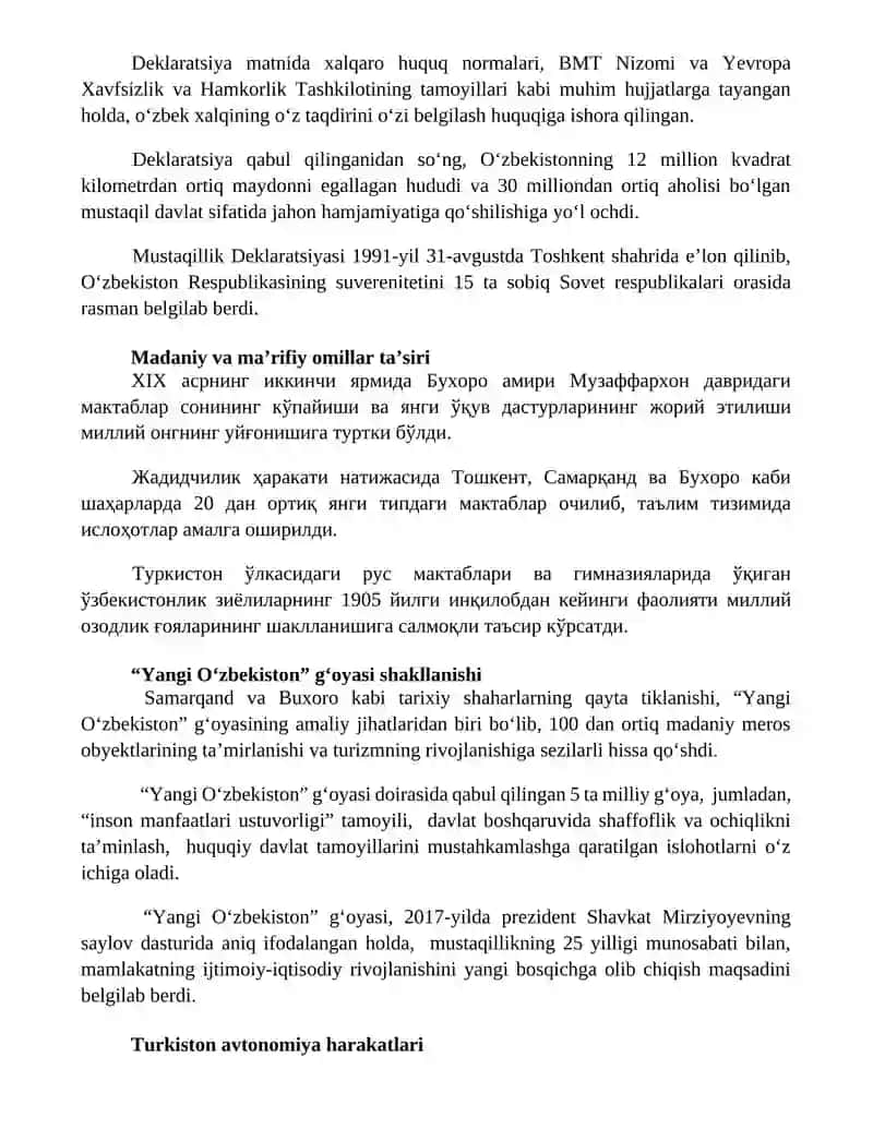 Oʻzbekistonda mustaqillik gʻoyalarining tarixiy asoslari 3